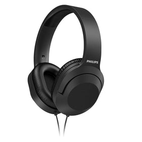 Philips H2005BK/00 over-ear headphones on table deliver clear audio for everyday listening.