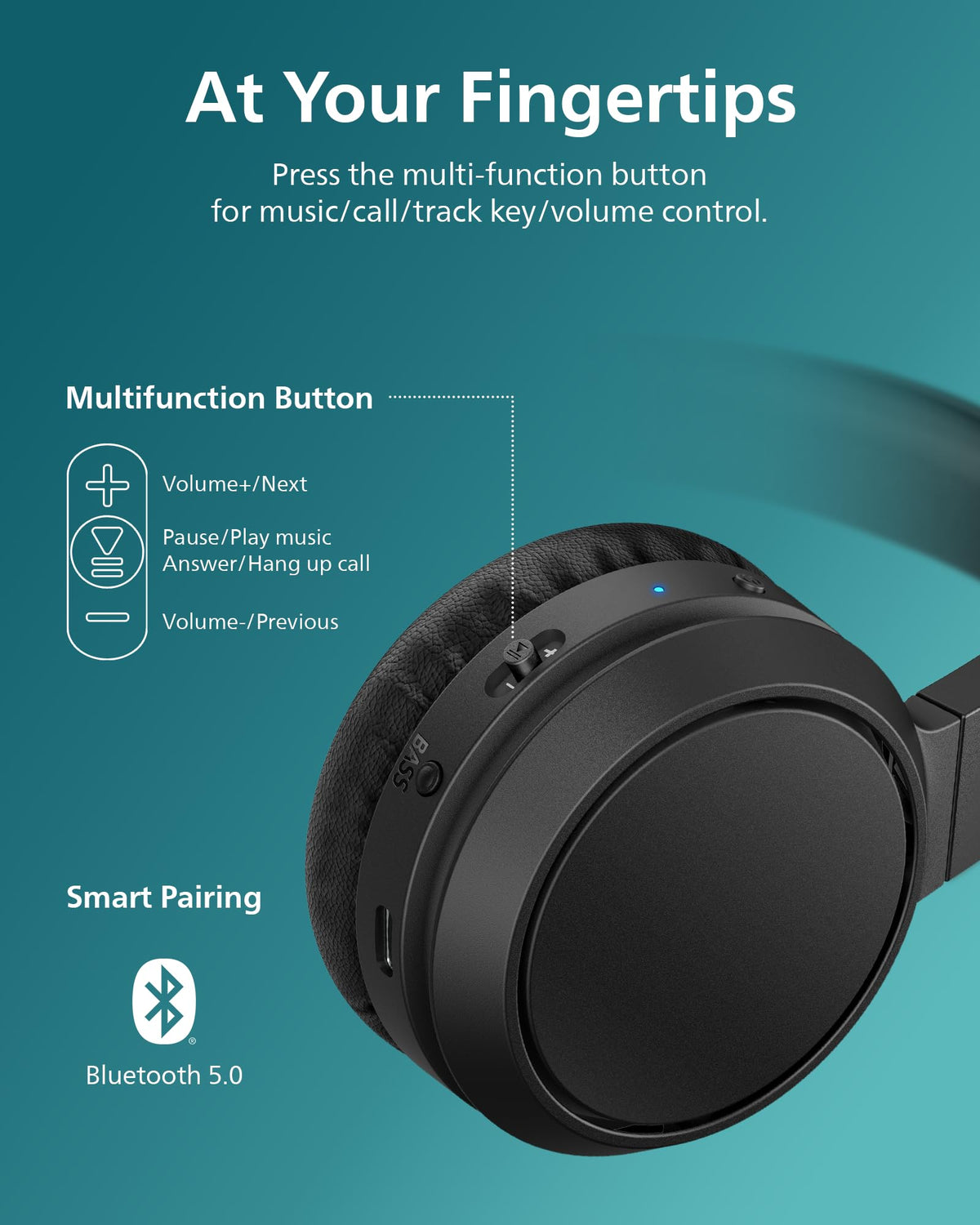 PHILIPS H4205 foldable ear cups for easy packing