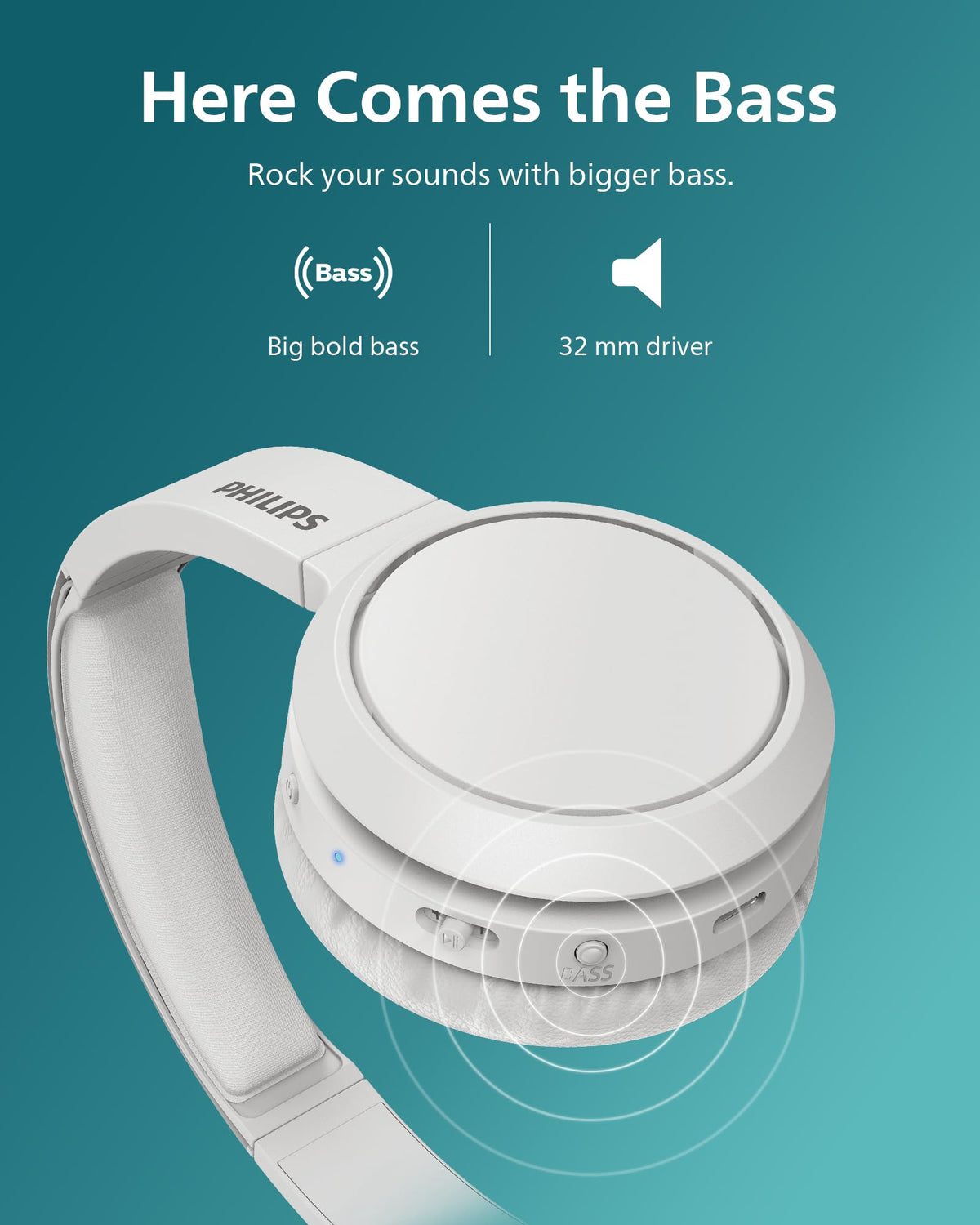 PHILIPS H4205 on-ear headphones offering 29 hours of playback for daily listening.