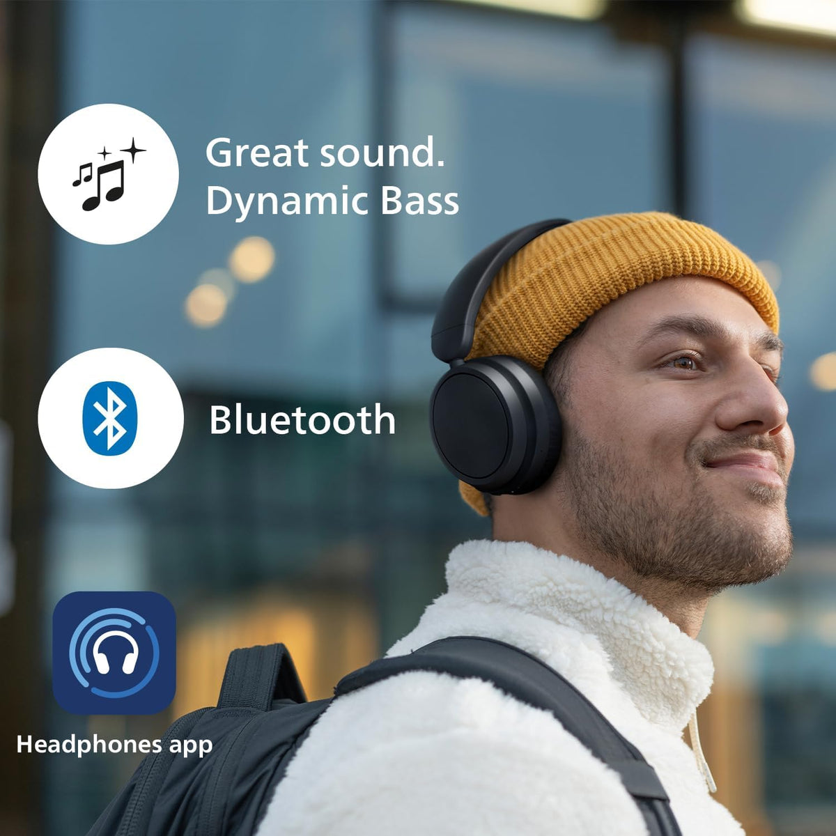 PHILIPS H5209 close-up of soft memory-foam ear cup highlighting comfort and seal benefit