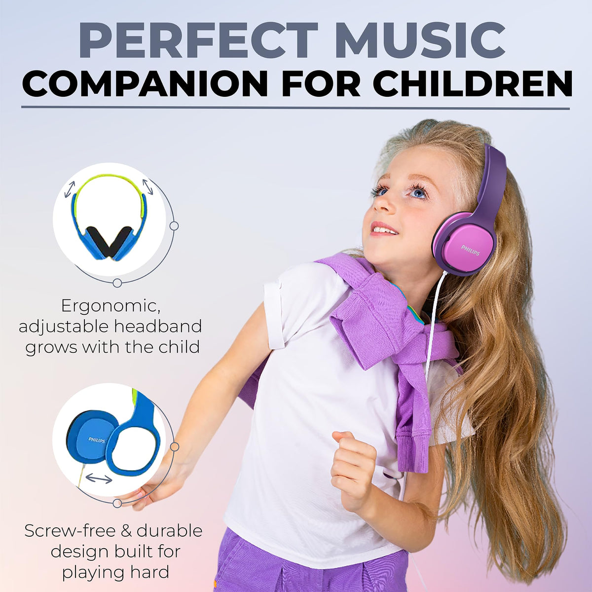 PHILIPS Kids Headphones on-ear wired design ready for classroom use