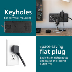 Philips lifestyle desk setup powering monitors, phone and accessories safely
