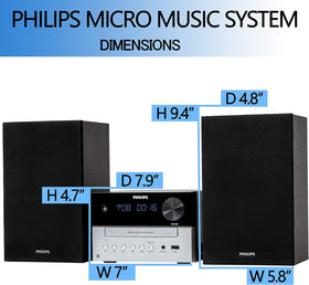 Philips micro music system Bluetooth streaming enables wireless listening.
