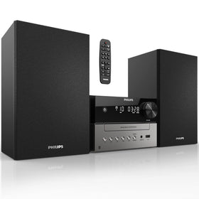 Philips micro music system front view, compact design ideal for small spaces.