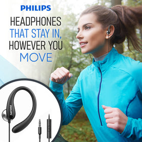 PHILIPS over-the-ear earbuds wrap-around-design for stable runs.