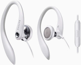 PHILIPS Over The Ear Sport Earbuds side view with secure fit for running.
