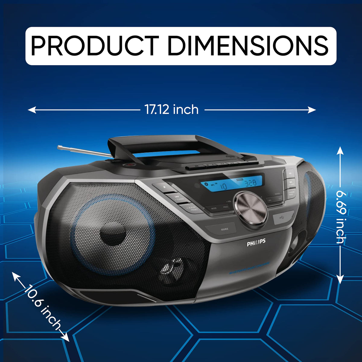 PHILIPS radio tuner with digital 30-station memory for easy favorites