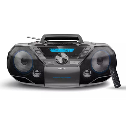 PHILIPS portable CD Boombox front view with rich stereo sound for home use