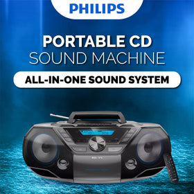 PHILIPS power options include AC or six LR20 batteries for flexibility
