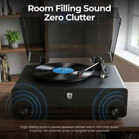 Philips Audio-Technica stylus maintains precise tracking for cleaner playback.