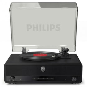 Philips record player built-in speakers deliver warm, authentic vinyl sound without extra gear.