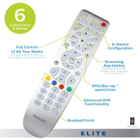 PHILIPS detail of transport and streaming buttons for quick playback and app access