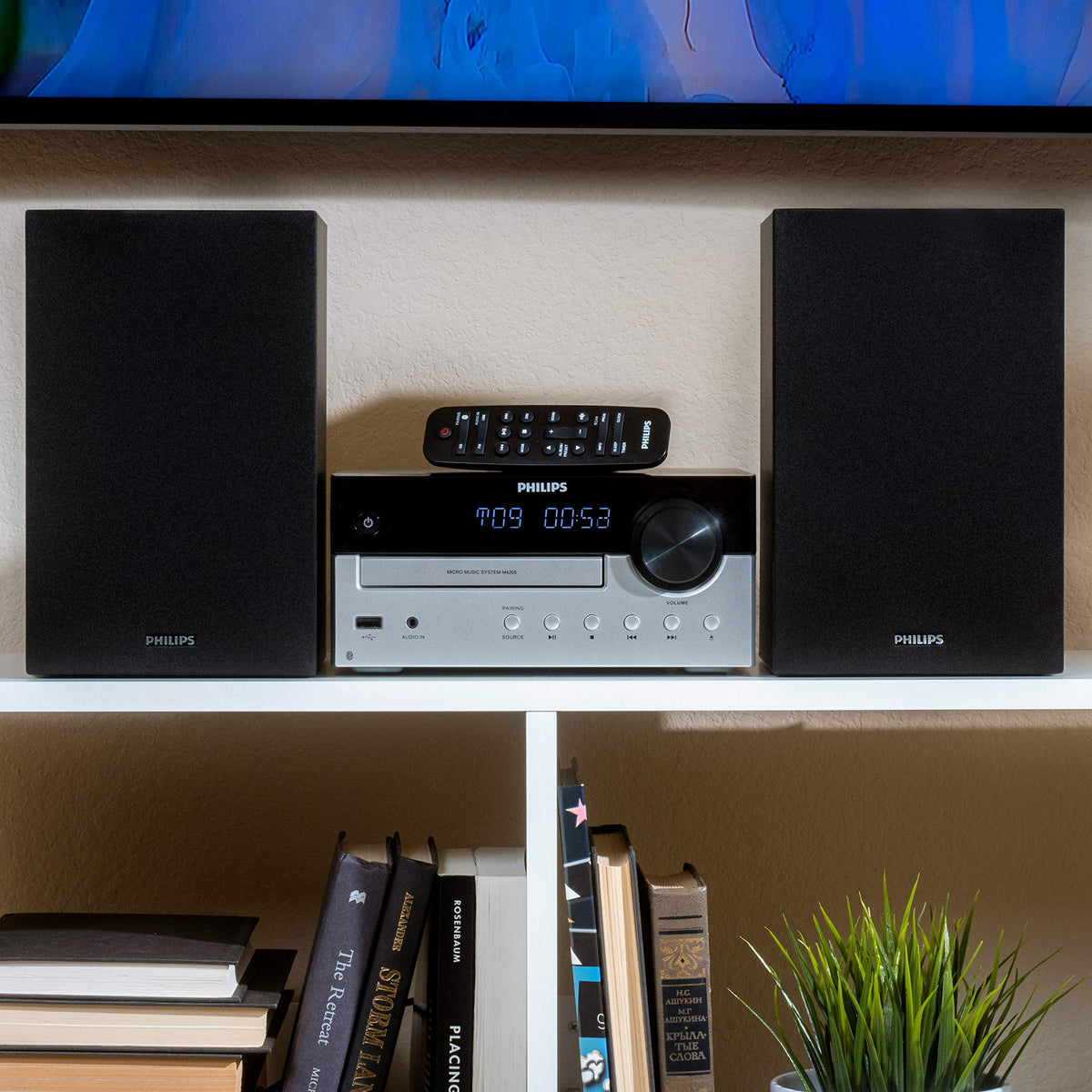 PHILIPS remote control included for convenient operation from across the room