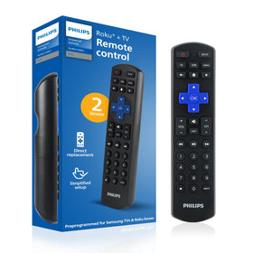 Philips Roku remote front view with universal TV control