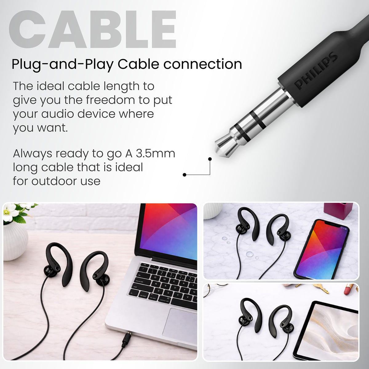 PHILIPS SHS3200BK durable construction image suggests long-lasting use.