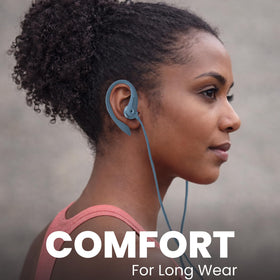 Philips SHS3200BL in action, showing secure fit for active users.