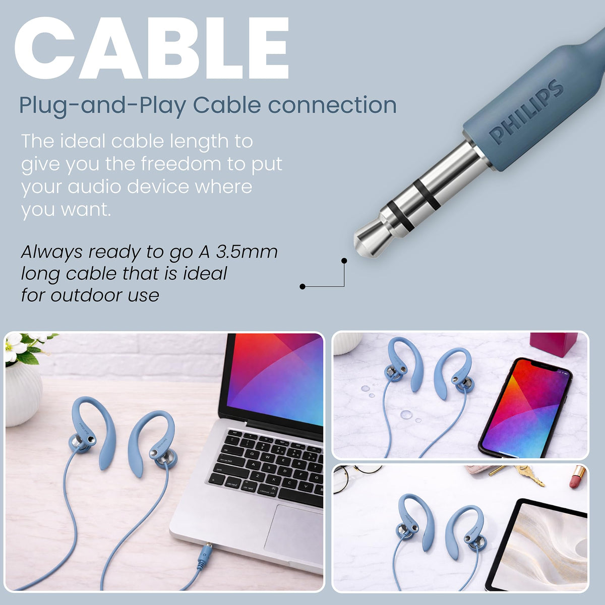 Philips SHS3200BL lightweight and portable design for on-the-go use.