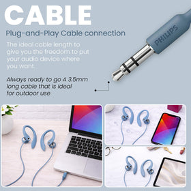 Philips SHS3200BL lightweight and portable design for on-the-go use.