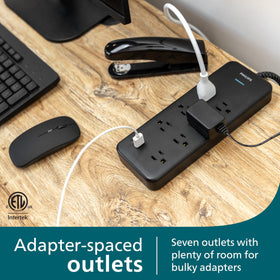PHILIPS 1500 Joules surge protection helps guard devices.
