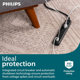PHILIPS surge protector 450 Joules, guard against voltage spikes