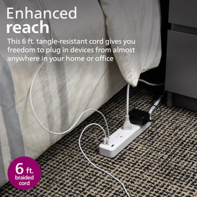 PHILIPS surge protector LED indicator shows protection is active.