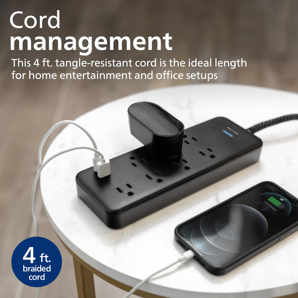PHILIPS USB-C and USB-A ports charge devices efficiently.