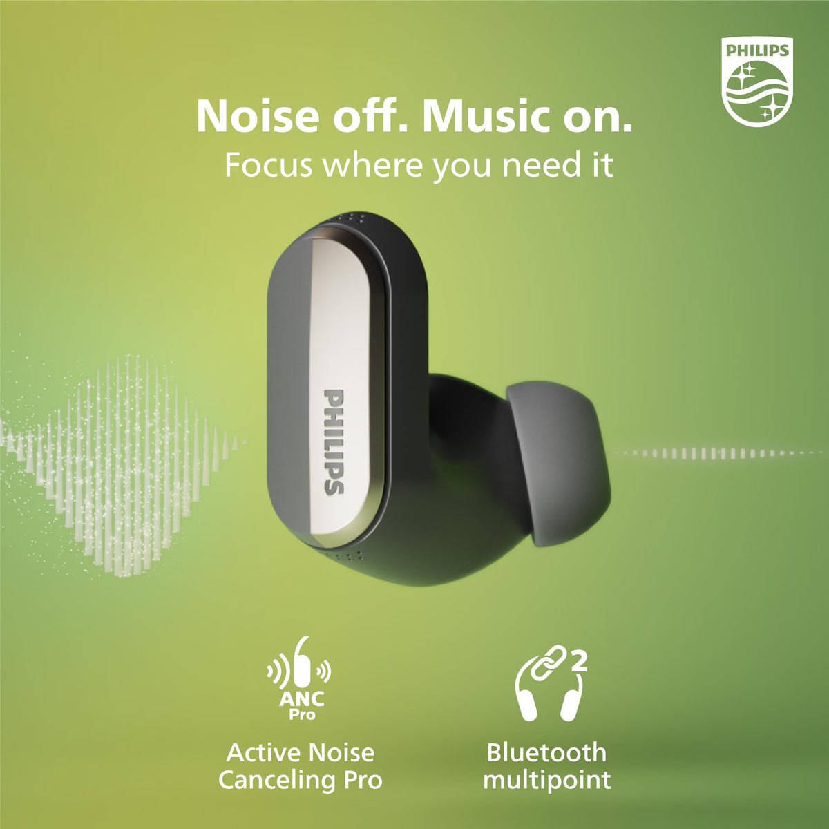 PHILIPS T6908 close-up earbud texture showing soft finish for comfortable long wear