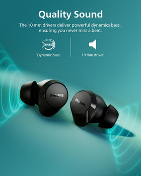 PHILIPS TAT1219 close-up of 10mm driver delivering rich sound