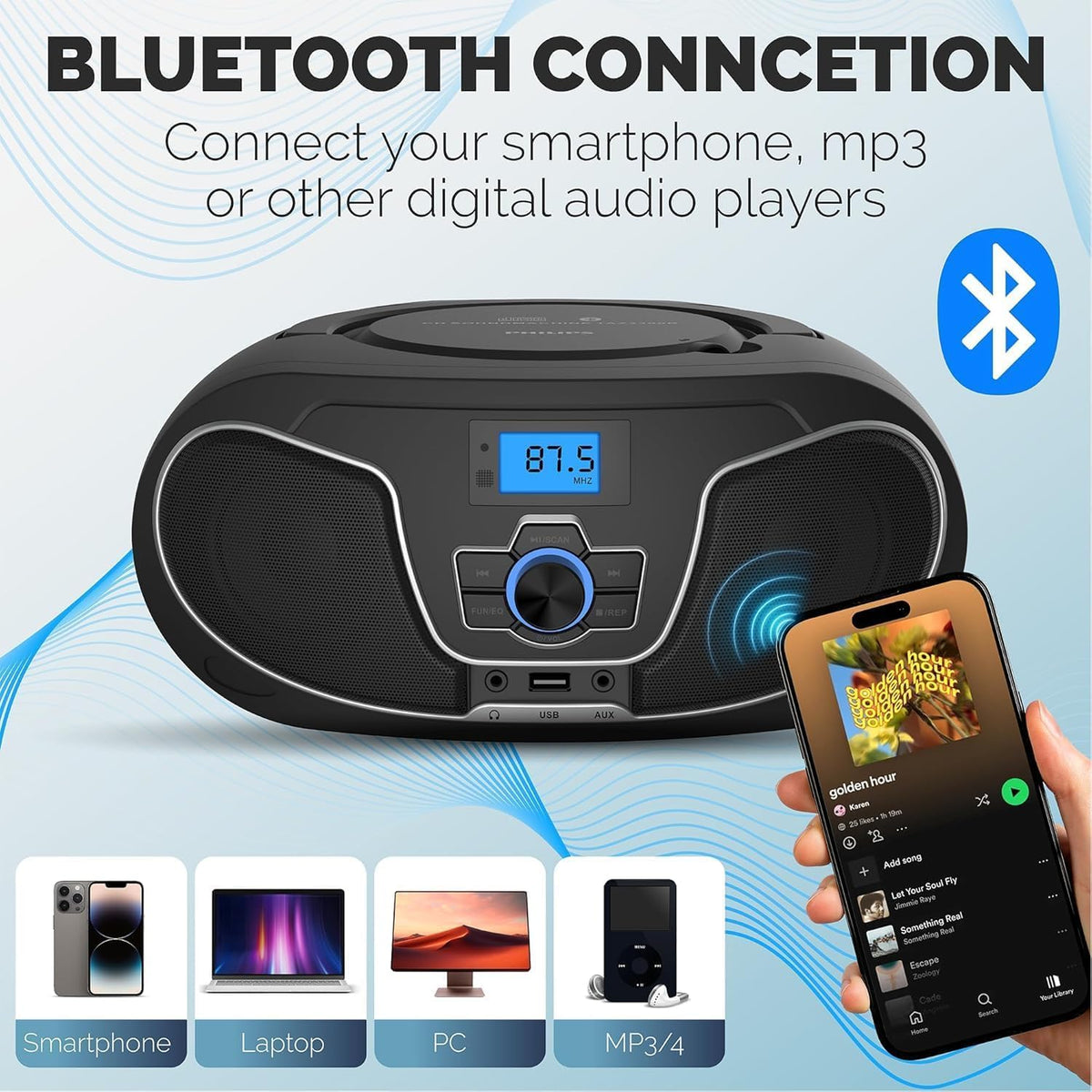 Philips TAZ3300 AUX-in for wired device connections