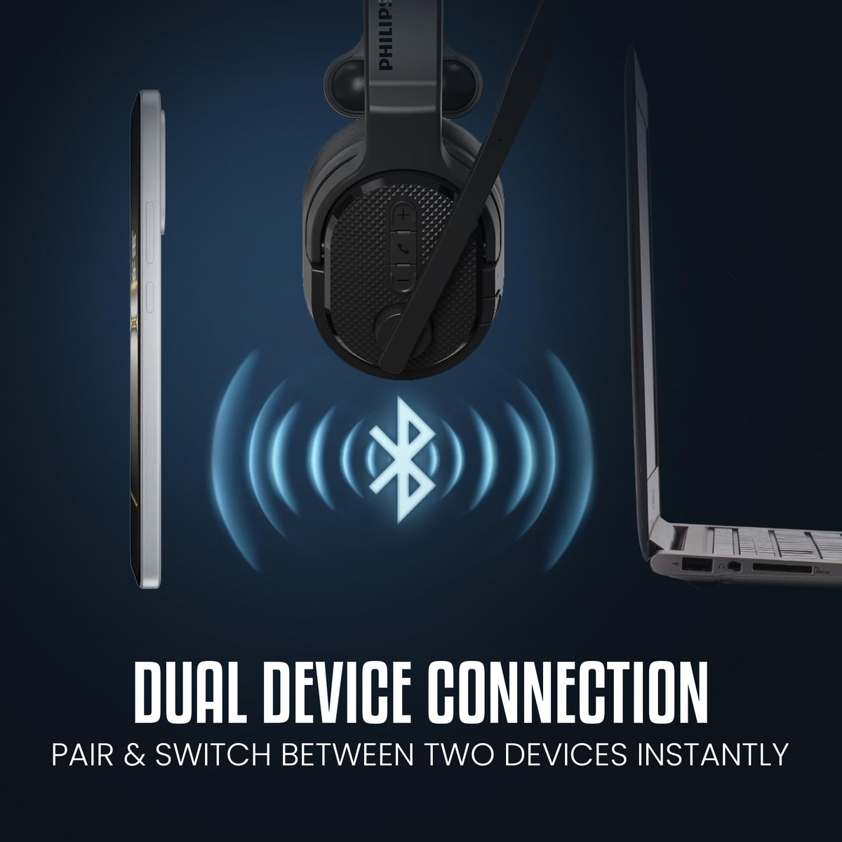 Soft detachable ear pads provide comfort for mono or stereo use