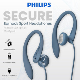 PHILIPS USB-C earbuds with 15mm drivers delivering crisp sound and deep bass.
