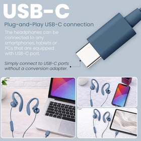 PHILIPS USB-C earbuds comfortable 1.2 m cable for workouts and commuting.