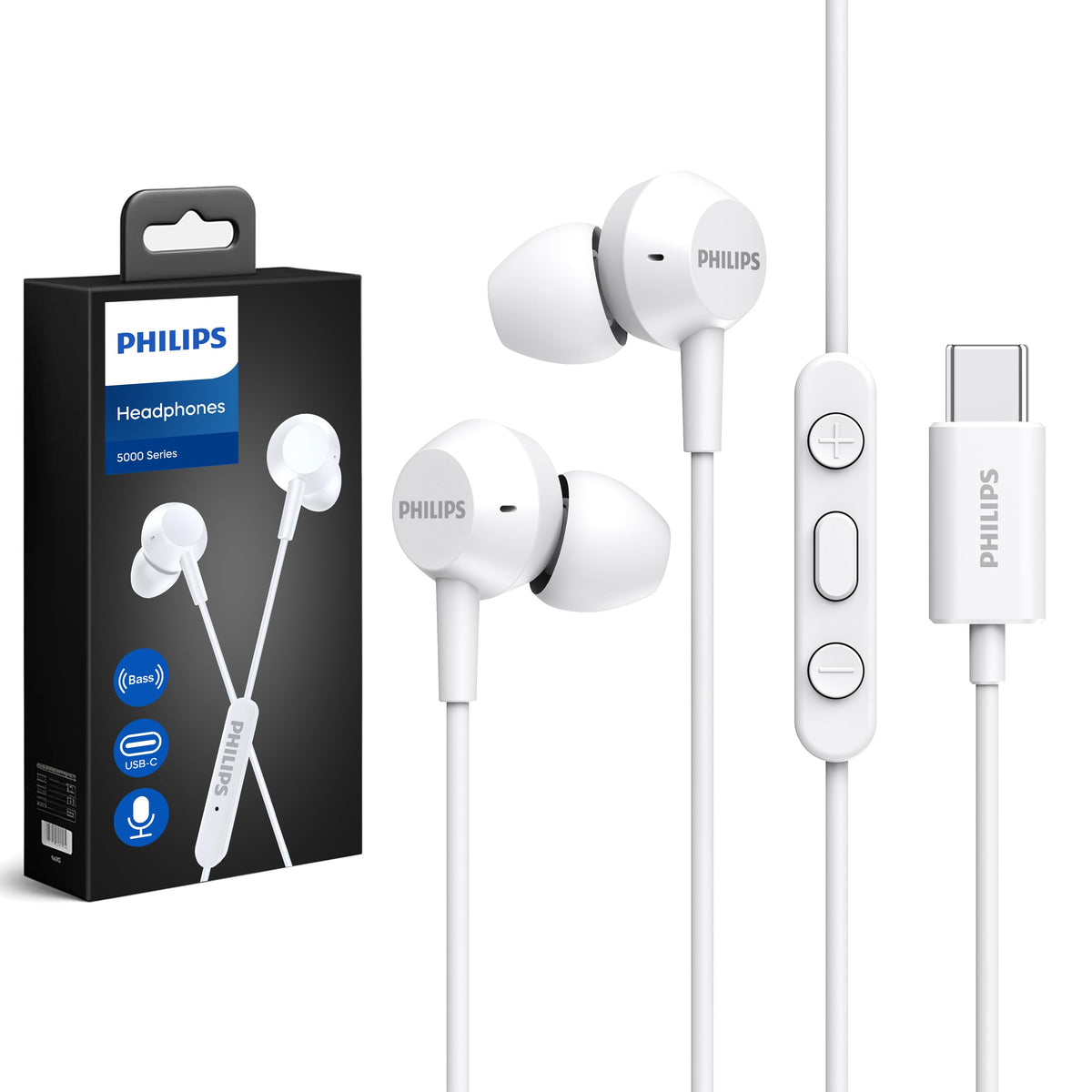 PHILIPS USB-C earbuds with punchy bass from 10 mm drivers