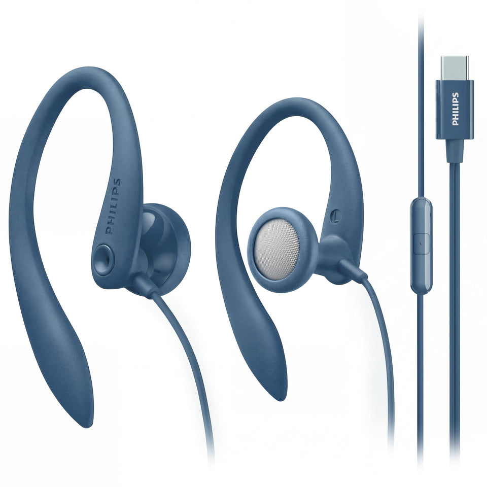 PHILIPS USB-C earbuds with secure fit for active workouts and daily listening.