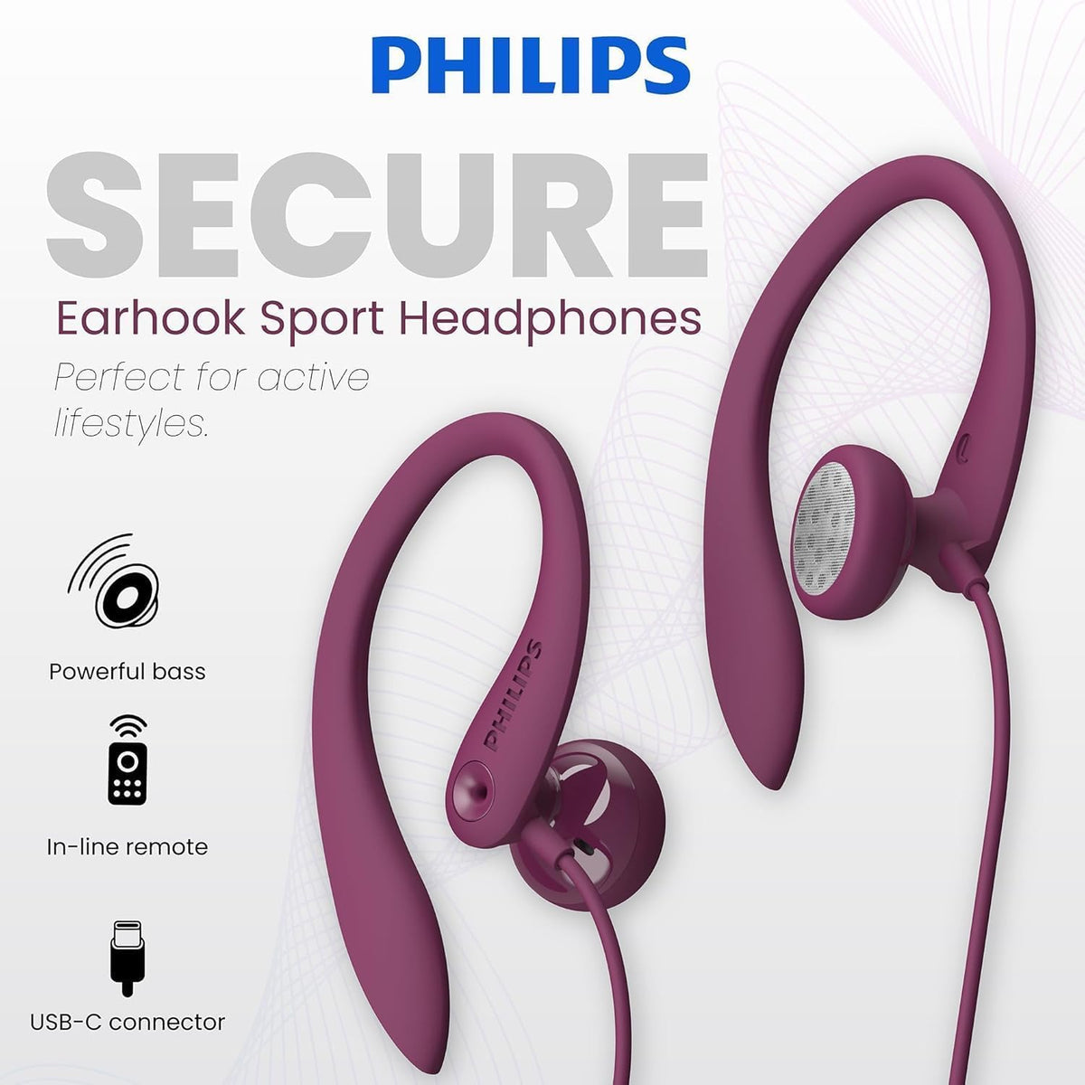 Philips USB-C wired earbuds deliver deep bass with 15 mm drivers for motivation.