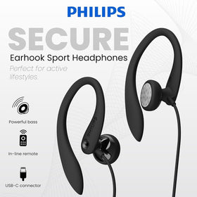 PHILIPS USB-C wired earbuds with deep bass 15mm drivers for motivating workouts