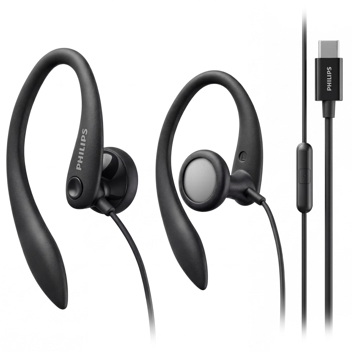 PHILIPS USB-C wired earbuds with secure earhook fit for active workouts