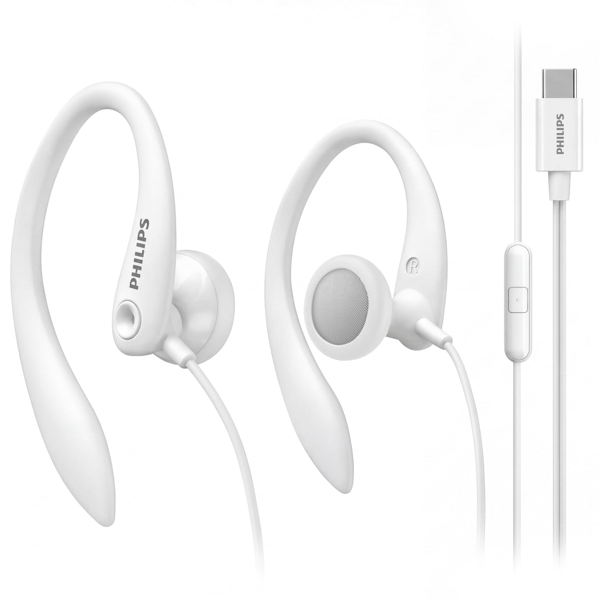 PHILIPS USB-C wired earbuds with secure earhook for active workouts