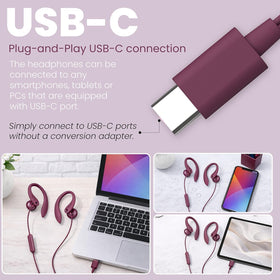 Philips USB-C wired earbuds sport behind-ear secure fit for intense activities.