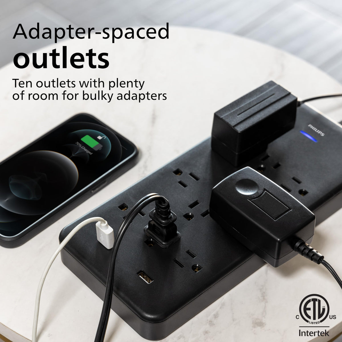 Philips USB-A ports charging devices and powering peripherals simultaneously