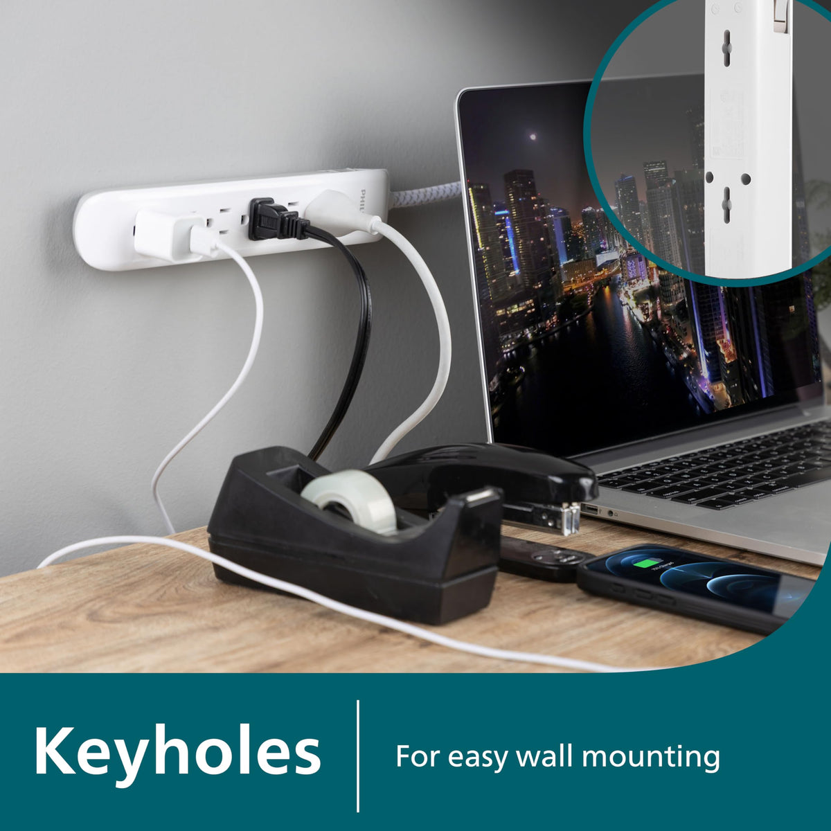 Philips wall-mount ready strip keeps cords organized and accessible