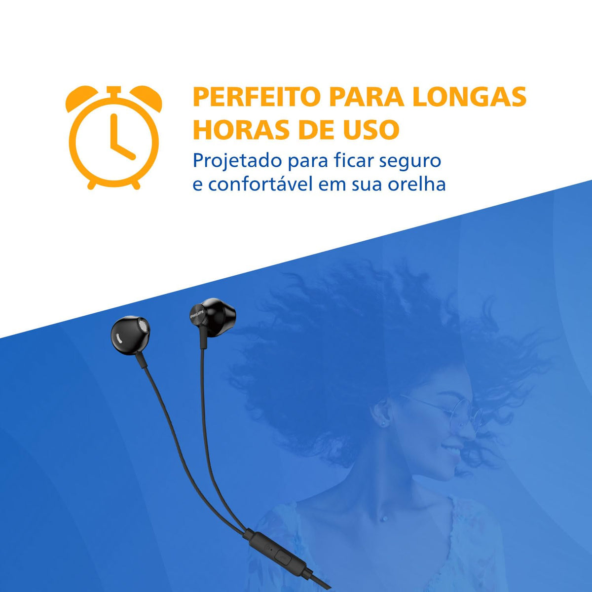 PHILIPS wired earbuds oval acoustic tube for all-day comfort