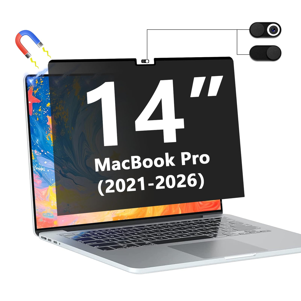 Phimoos magnetic privacy screen for MacBook Pro 14-inch with private filter and privacy protection