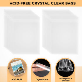 Phiocxem clear mat bag showcases art while preventing yellowing over time.
