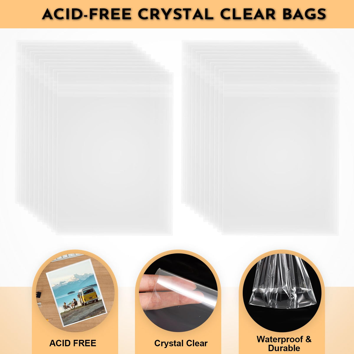 Phiocxem clear opp bag 11x14 offers durable, crystal-clear storage.