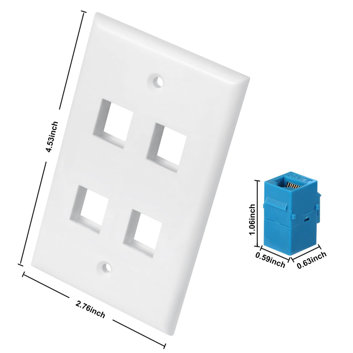 Phizli 4-port Ethernet wall plate back view highlighting wall integration