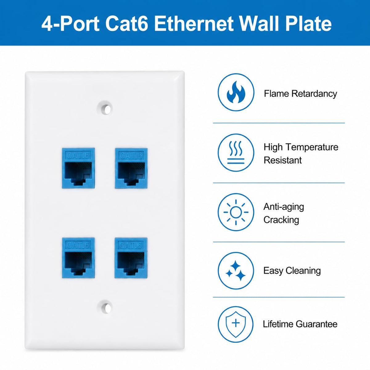 Phizli blue-toned wall plate mounted on wall for modern look