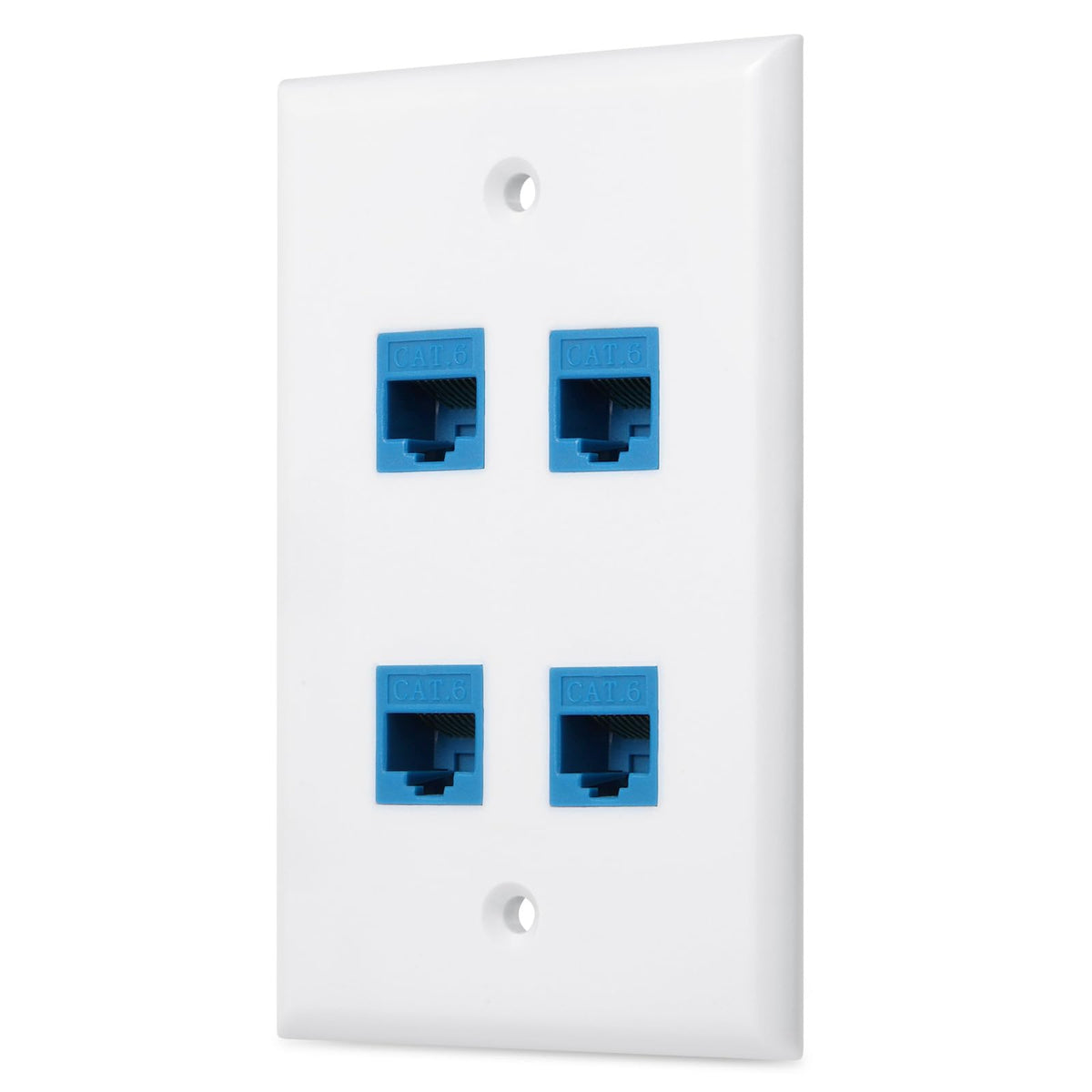 Phizli 4-port Ethernet wall plate front view showing compact design for tidy networking