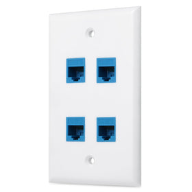 Phizli 4-port Ethernet wall plate front view showing compact design for tidy networking