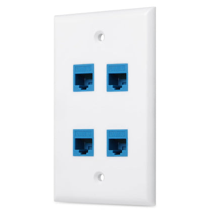 Phizli 4-port Ethernet wall plate front view showing compact design for tidy networking
